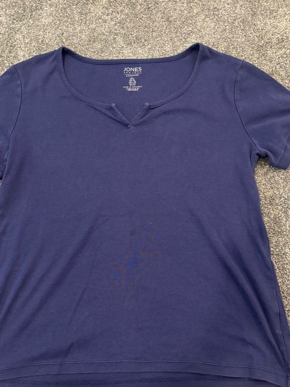 Jones New York Navy Short Sleeve Scoop Neck Tee